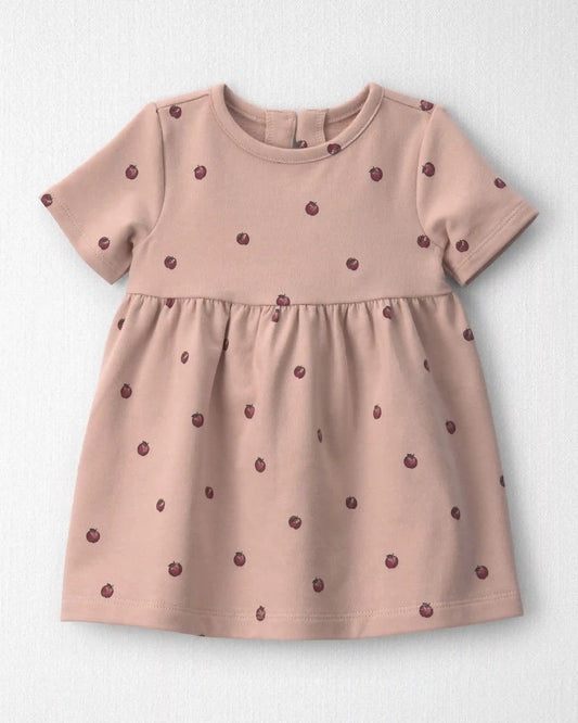 Baby Girl Organic Cotton French Terry Dress in Apples