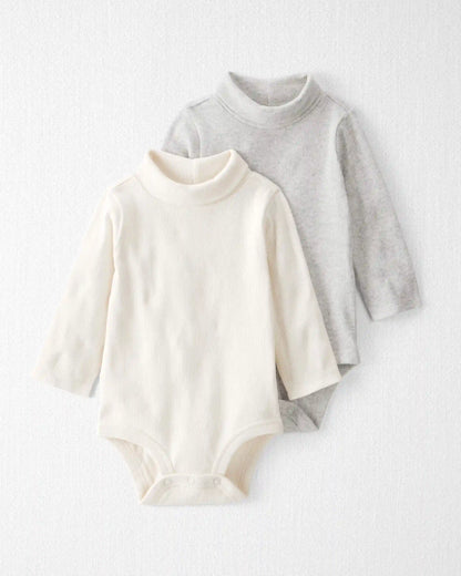 Baby 2-Pack Organic Cotton Rib Mock Neck Bodysuits