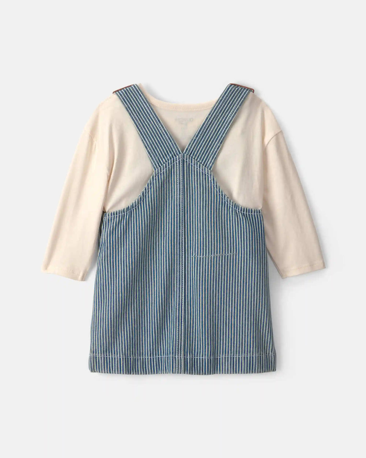 Baby Girl 2-Piece Hickory Denim Long-Sleeve Overall Set - Light Wash
