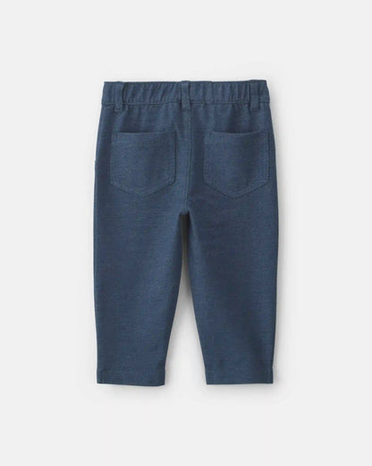 Baby Girl Knit Chambray Pants - Indigo