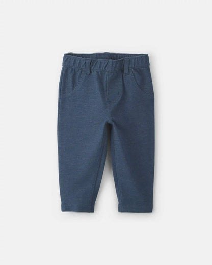 Baby Girl Knit Chambray Pants - Indigo