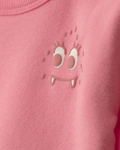 Baby Girl Monster Fleece Pullover Sweatshirt - Pink