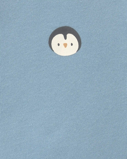 Baby Boy Penguin Fleece Long-Sleeve Jumpsuit - Blue