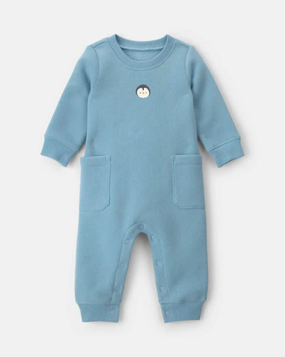 Baby Boy Penguin Fleece Long-Sleeve Jumpsuit - Blue