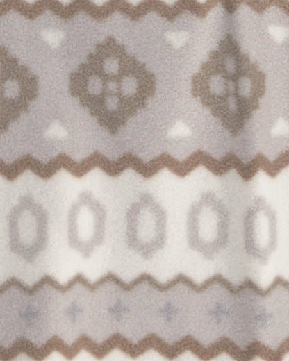 Baby Boy Fair Isle Fleece Long-Sleeve Jumpsuit - Cream/Grey