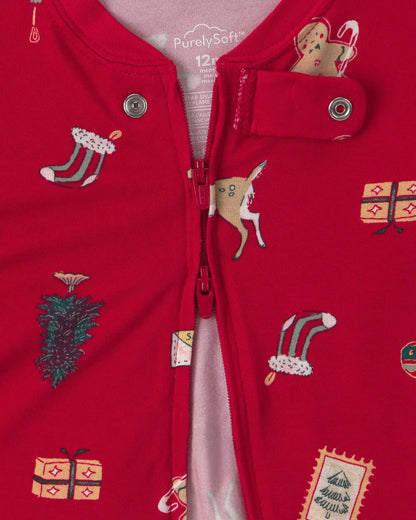 Baby 1-Piece Christmas PurelySoft™ Snug Fit Pajama - Red