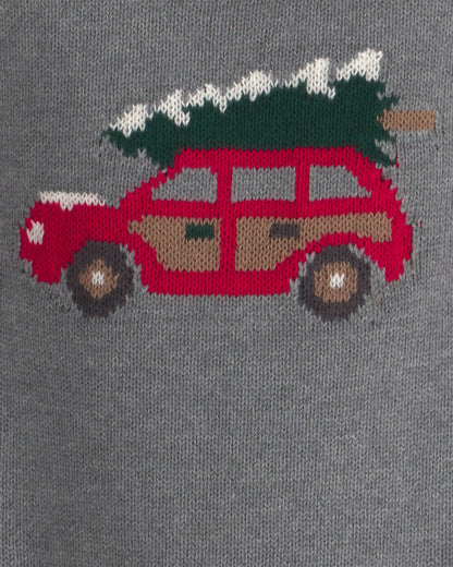 Baby Boy 2-Piece Christmas Tree Car Sweater & Pant Set - Grey/Red