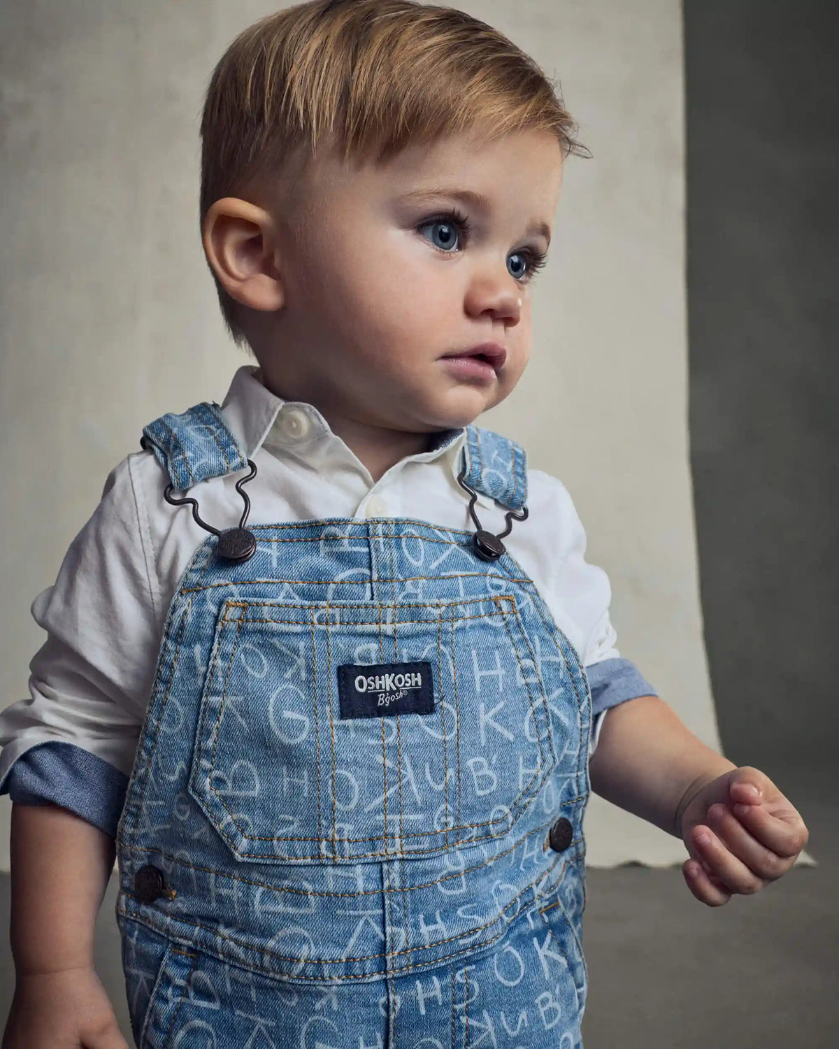Baby Alphabet Overalls - Light Wash