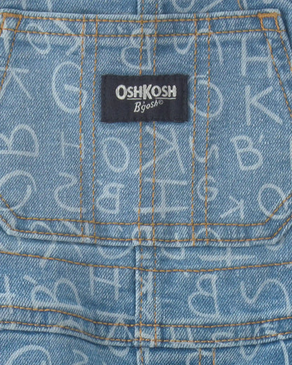 Baby Alphabet Overalls - Light Wash