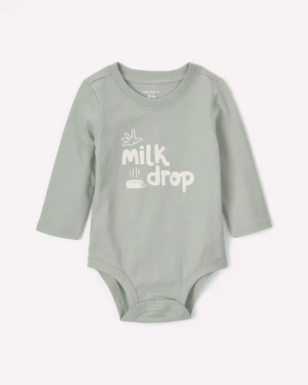 Baby 'Milk Drop' Long-Sleeve Graphic Bodysuit - Green