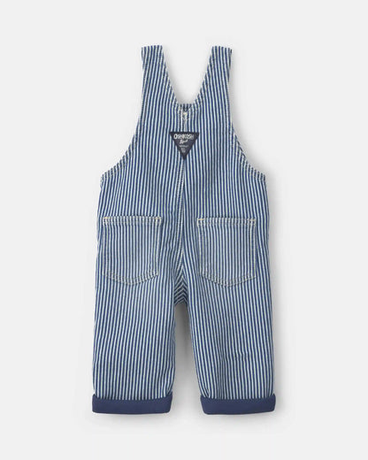 Baby Hickory Stripe Overalls - Blue/Grey