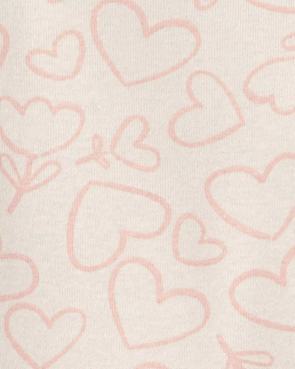 Baby Girl 3-Piece Heart Valentine's Day French Terry Long-Sleeve Dress Set - Pink/Cream