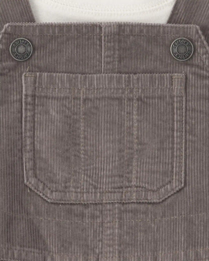 Baby Boy 2-Piece Outdoors Corduroy Long-Sleeve Overall Set - Brown/Cream