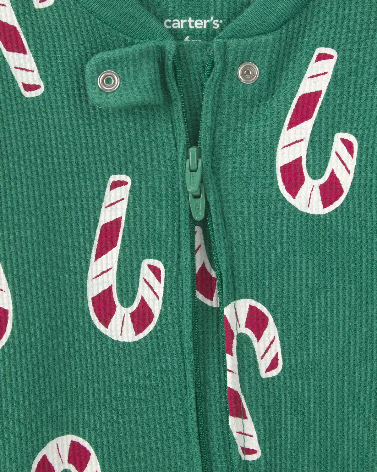 Baby Boy Candy Cane Christmas Thermal Sleep & Play Pajamas - Green