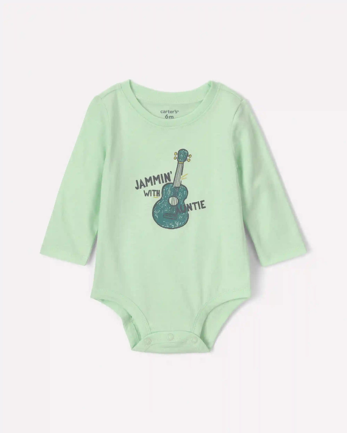 Baby Boy 'Jammin' With Auntie' Long-Sleeve Graphic Bodysuit - Green