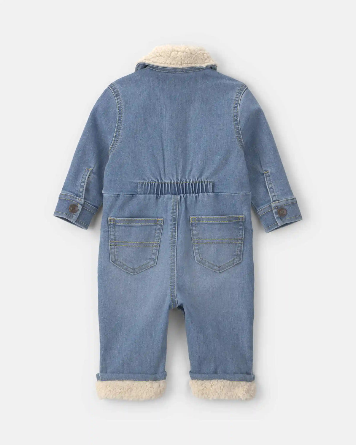 Baby Boy Long-Sleeve Denim Jumpsuit - Light Wash