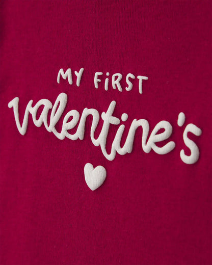 Baby 2-Piece 'My First Valentine's' Long-Sleeve Bodysuit & Pant Set - Red