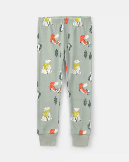 Baby Boy Polar Bear 100% Cotton 4-Piece Pajama Set - Blue/Grey