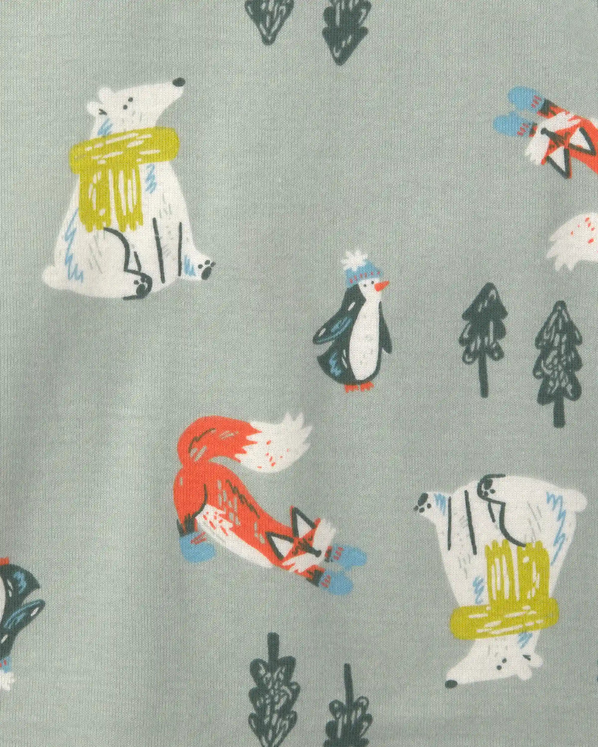Baby Boy Polar Bear 100% Cotton 4-Piece Pajama Set - Blue/Grey