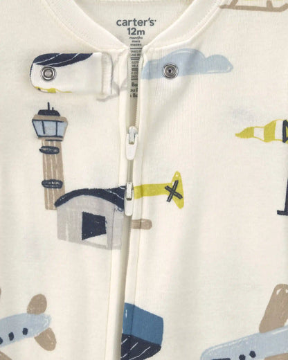 Baby Boy 2-Pack Airplane Cotton Snug Fit 1-Piece Pajama - Blue/White