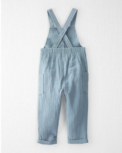 Toddler Organic Cotton Gauze Overalls - Blue