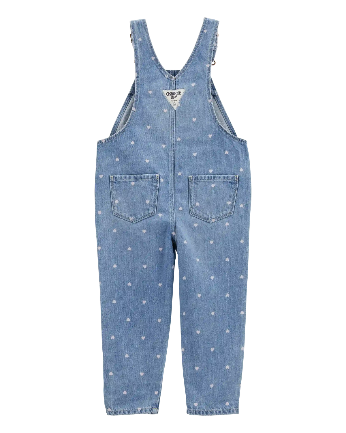 Toddler Heart-Print Knit Denim Overalls - Blue