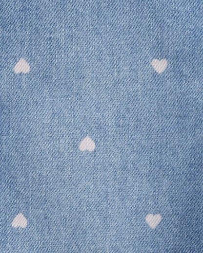 Toddler Heart-Print Knit Denim Overalls - Blue