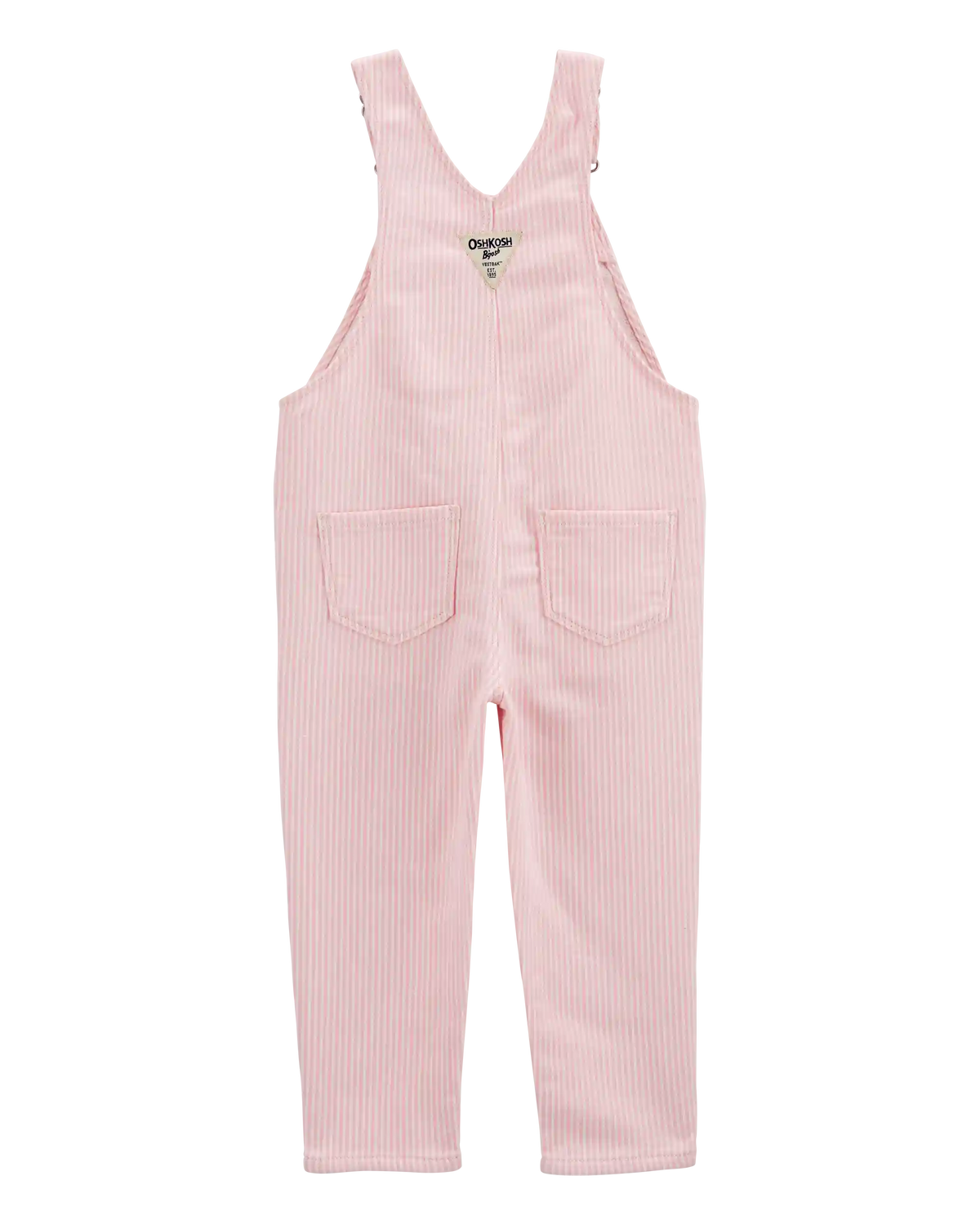 Toddler Knit Denim Hickory Stripe Overalls - Pink