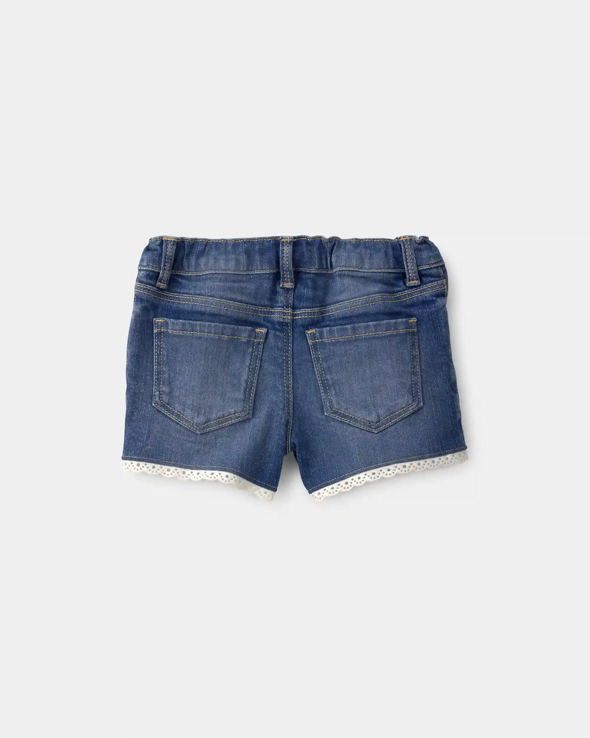 Toddler Girl Eyelet Trim Denim Shorts - Dark Wash