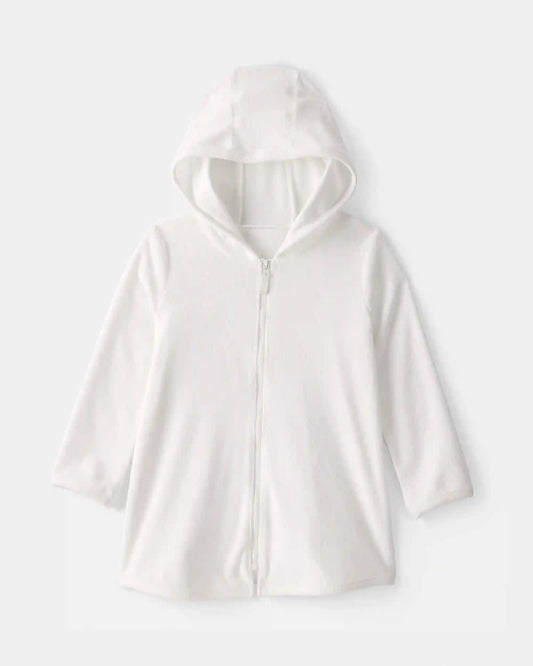 Toddler Girl Terry Cover Up - White