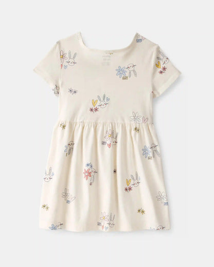 Toddler Girl Easter Bunny Short-Sleeve Dress - Cream