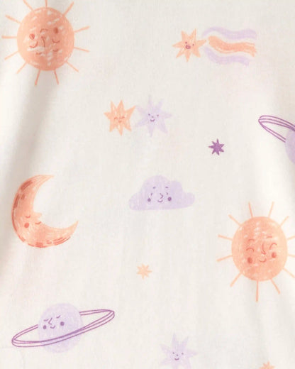Toddler Girl Space Constellation Tie-Dye 100% Cotton Snug Fit 4-Piece Pajama Set - Purple