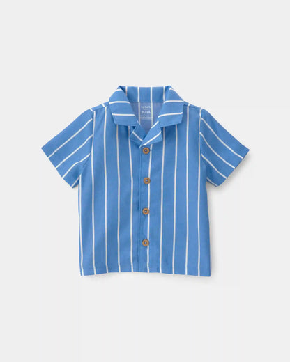 Toddler Boy Striped Loose Fit 2-Piece Pajama Set - Blue