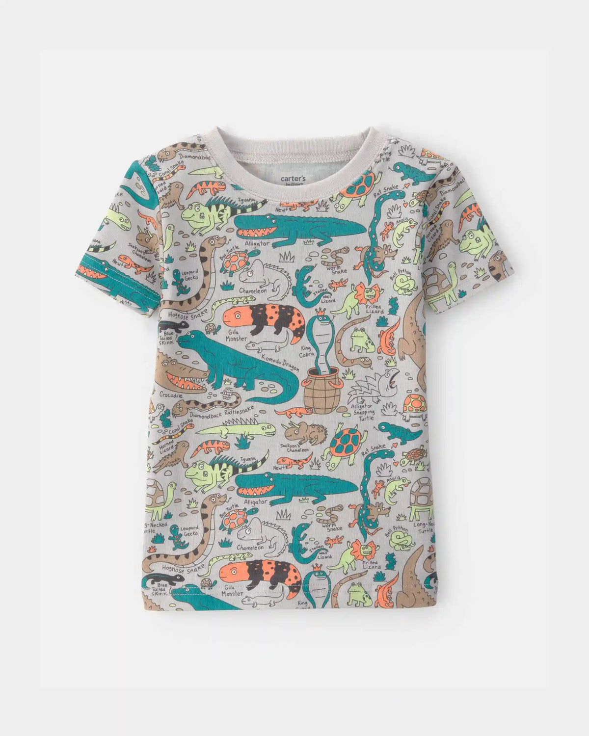 Toddler Boy Alligator 100% Cotton Snug Fit 2-Piece Pajama Set - Grey