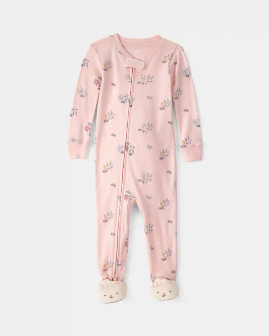 Toddler Girl Easter Bunny 100% Cotton Snug Fit 1-Piece Pajama - Pink