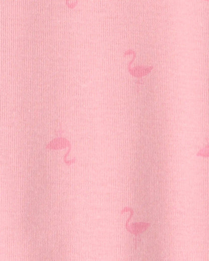 Toddler Girl Flamingo 100% Cotton Snug Fit 1-Piece Pajama - Pink