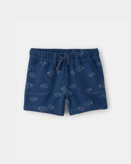 Toddler Boy Fish French Terry Shorts - Blue