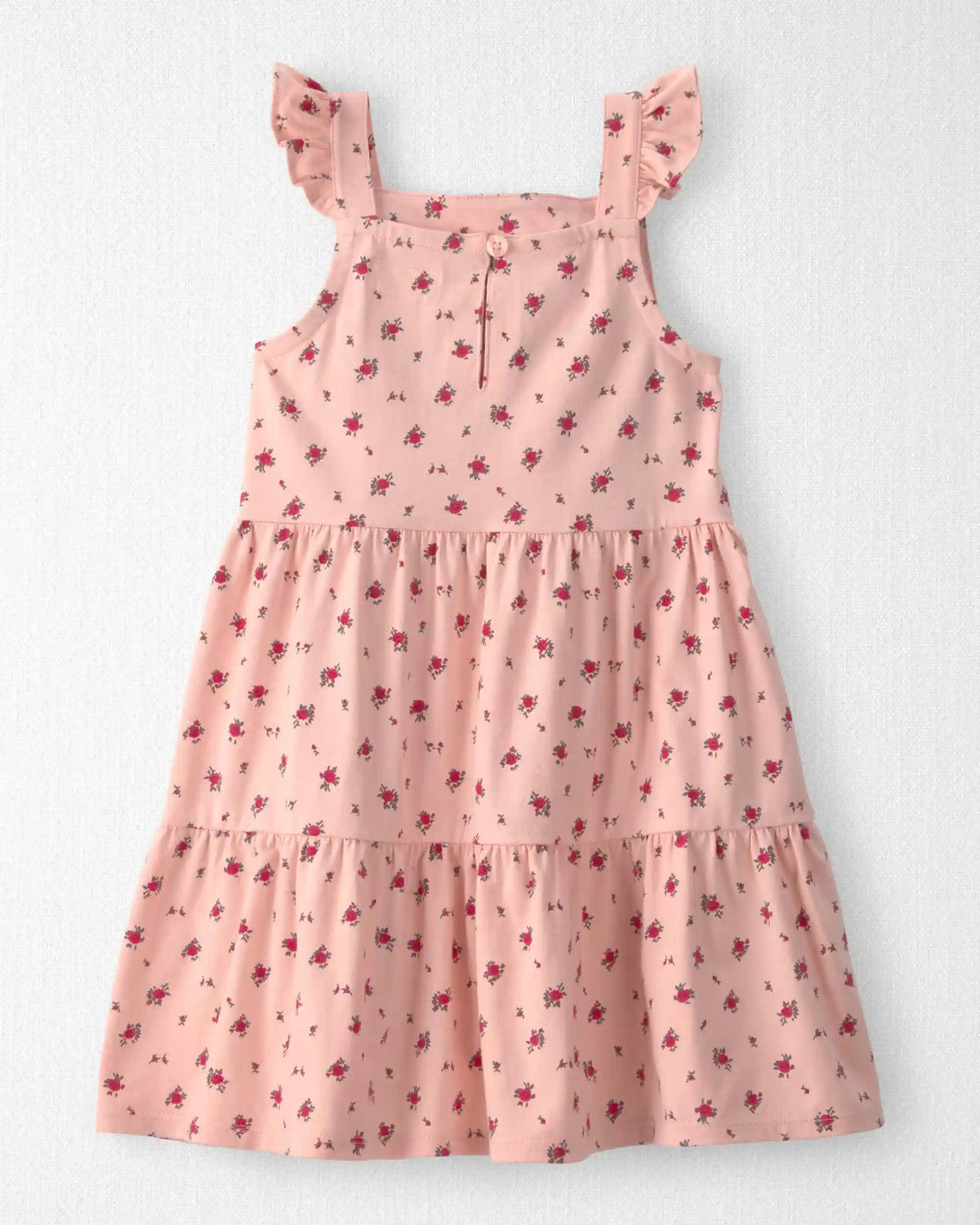 Toddler Girl Organic Cotton Tiered Dress in Blush Floral Print