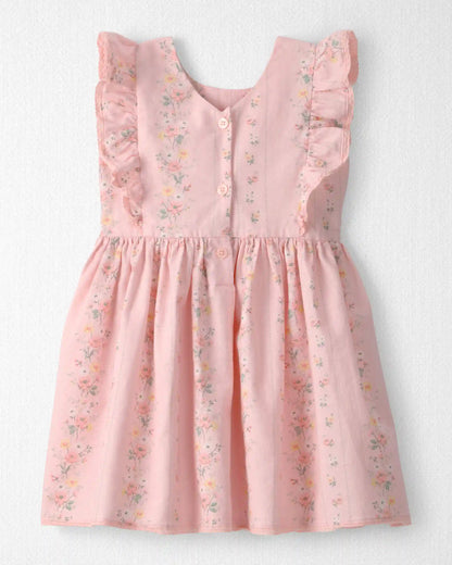 Toddler Girl Ruffle Dress Made with Organic Cotton in Spring Garden Print