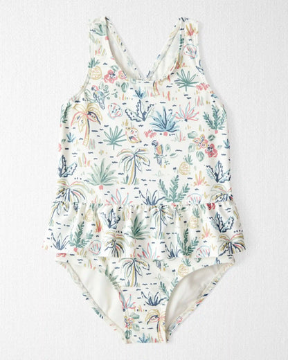 Toddler Girl Recycled Swimsuit in Tropical Paradise