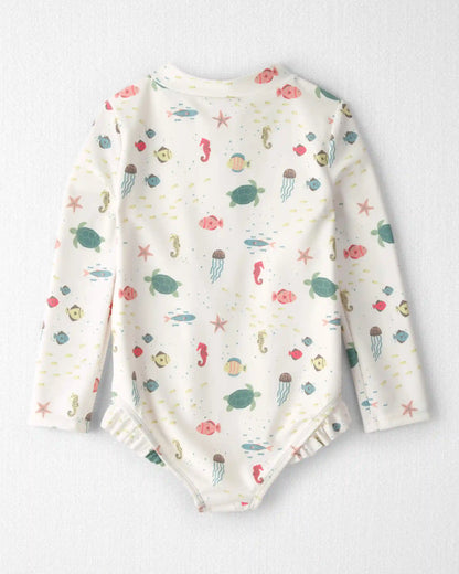 Toddler Girl Recycled Rashguard Swimsuit in Under the Sea
