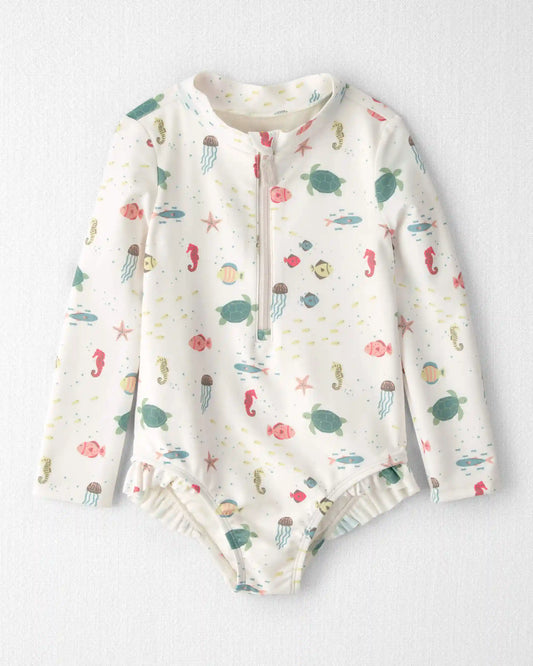 Toddler Girl Recycled Rashguard Swimsuit in Under the Sea