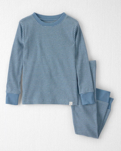 Toddler 2-Piece Organic Cotton Ribbed Pajama Set in Stripes
