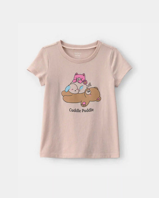 Toddler Girl 'Cuddle Puddle' Bear Graphic Tee - Tan