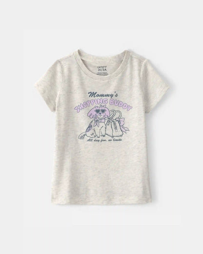 Toddler Girl 'Mommy's Shopping Buddy' Graphic Tee - Grey