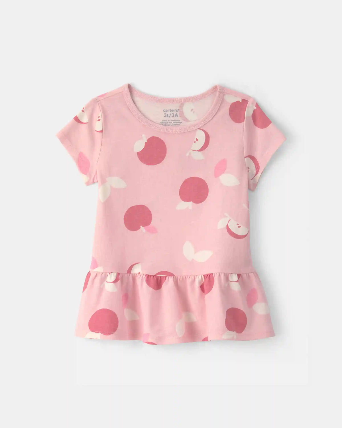 Toddler Girl Apple Relaxed Peplum Top - Pink