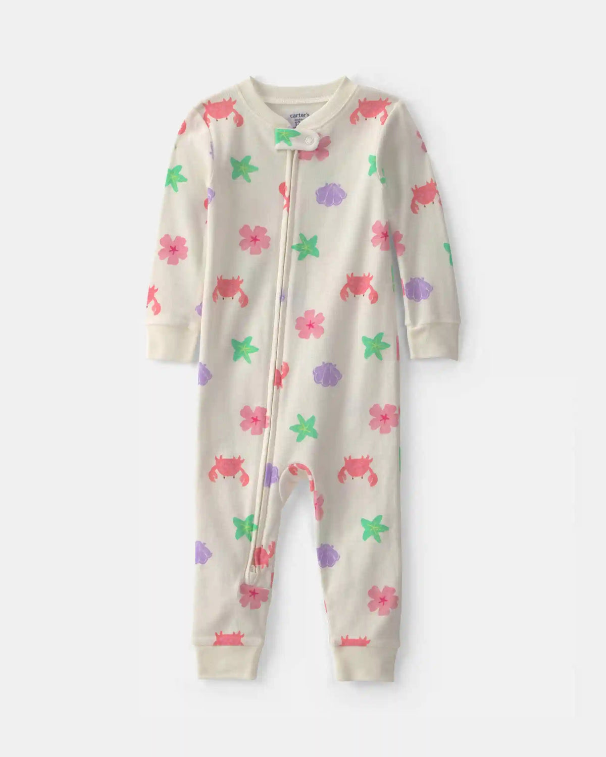 Toddler Girl Beach 100% Cotton 1-Piece Pajama - Cream