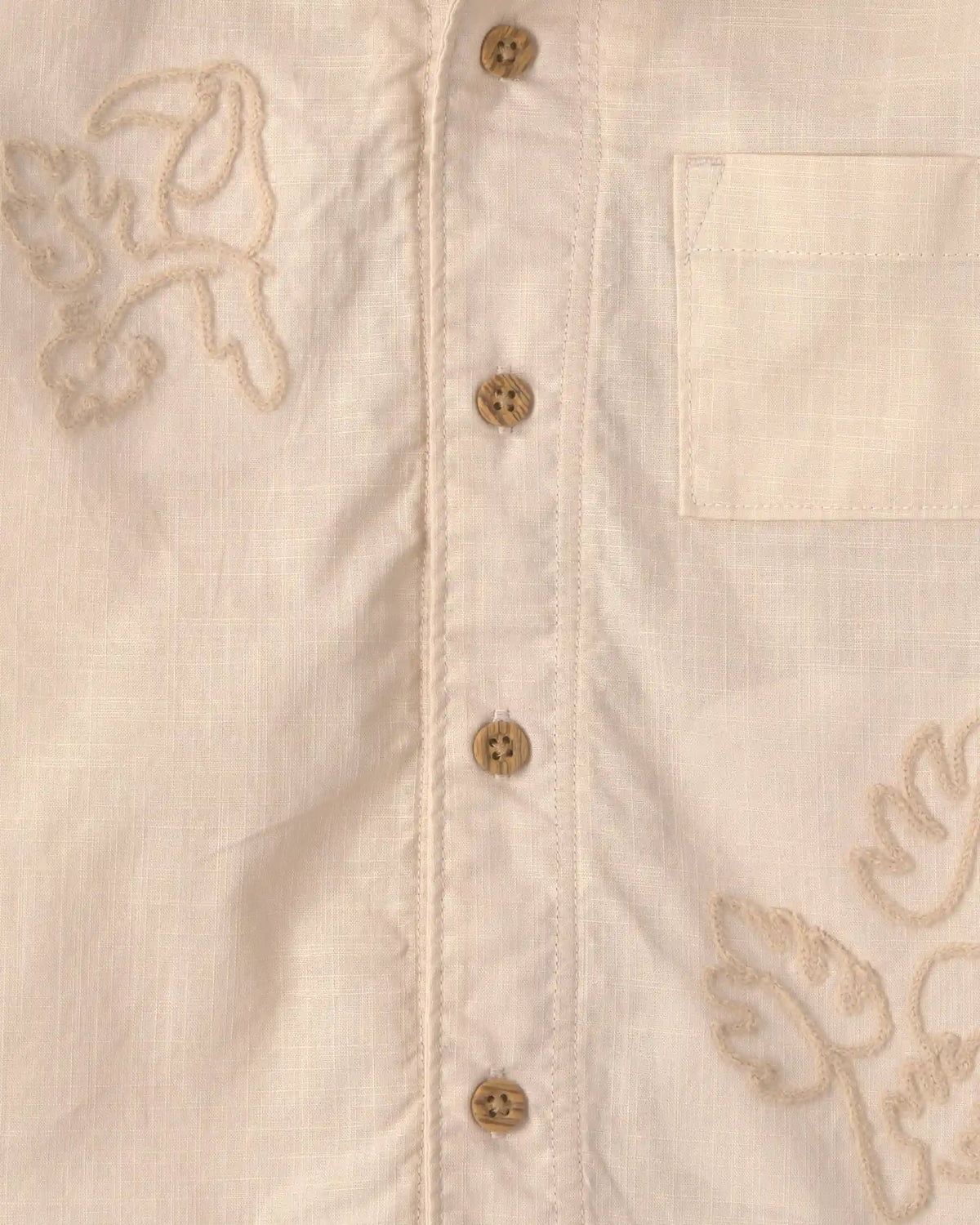 Toddler Boy Toucan Embroidered Short-Sleeve Button-Down Shirt - Khaki