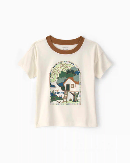Toddler Boy 'Get Outside' Graphic Tee - Cream