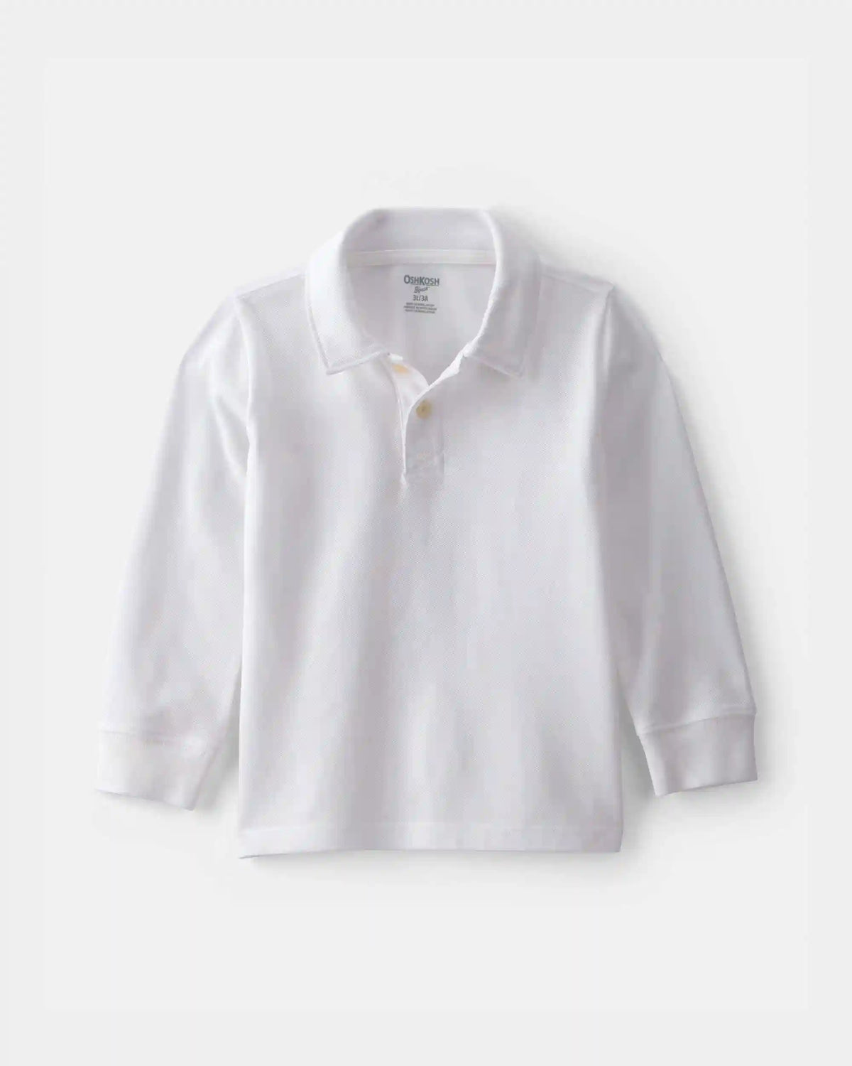 Toddler Boy Uniform Piqué Long-Sleeve Polo Shirt - White